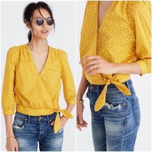 MADEWELL Wrap Top in Star Scatter Yellow sz. Lg